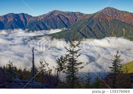 南アルプス・辻山から見る雲海と白峰三山 139376069