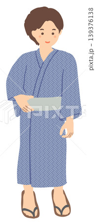 浴衣を着て立つ若い男性 139376138