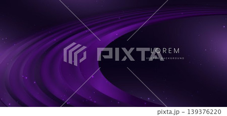 Abstract Purple Wave Curves with Starry Space Futuristic Background. 139376220