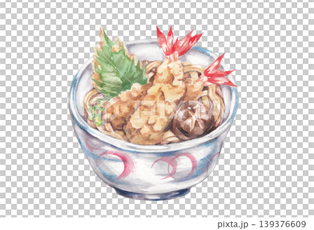 天ぷらうどんの手描き水彩イラスト 天ぷらうどんの手描き水彩イラスト 139376609