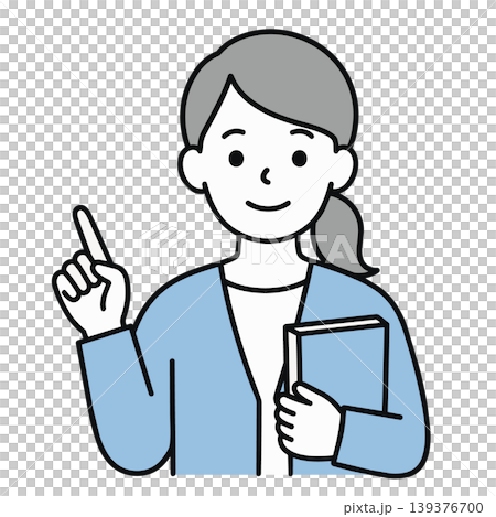 一位年輕女子手持一本書的插圖 139376700