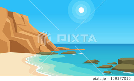 Sunlit Cove Mediterranean Beach Flat Design Illustration Sunlit Cove Mediterranean Beach Flat Design Illustration 139377010