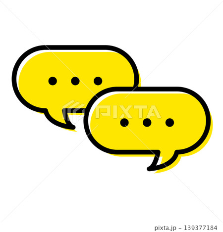 ビジネスの対話やチャットを表現する黄色の吹き出しベクターイラスト 139377184