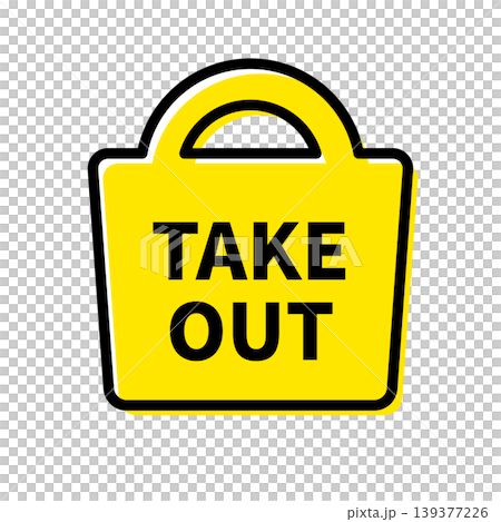 Icon illustration of a takeout bag suitable for business use. 139377226
