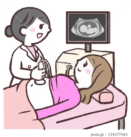 エコー検査する女性のイラスト 139377565