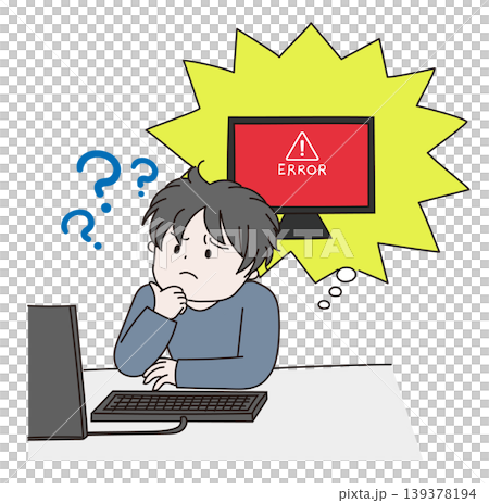 一幅插圖,描繪了一位IT新手被錯誤螢幕搞得一頭霧水。 一幅插圖,描繪了一位IT新手被錯誤螢幕搞得一頭霧水。 139378194