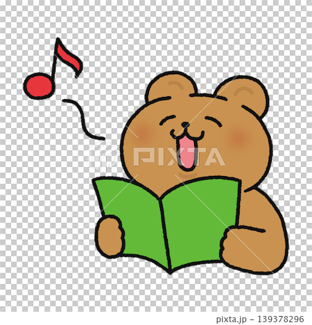 一隻可愛的熊拿著樂譜唱歌 一隻可愛的熊拿著樂譜唱歌 139378296