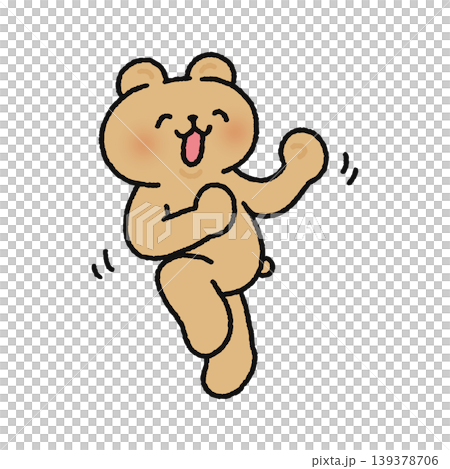 A cute bear in great spirits, dancing with excitement. 139378706