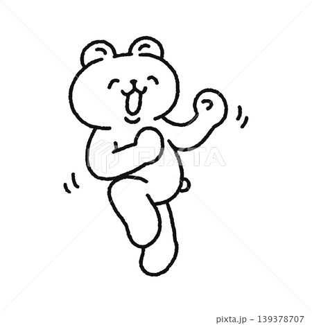絶好調で思わず浮かれて踊るかわいいクマ　線画 139378707