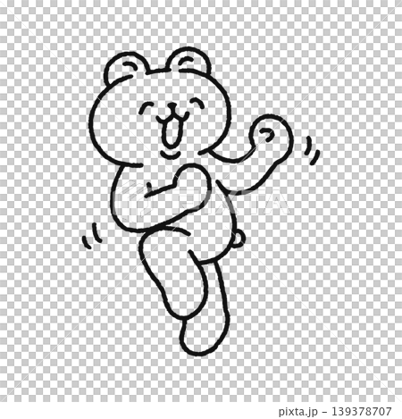 絶好調で思わず浮かれて踊るかわいいクマ　線画 139378707