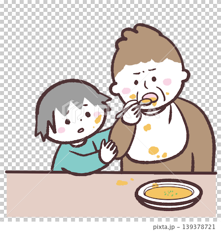 食事介助するヤングケアラーのイラスト 139378721