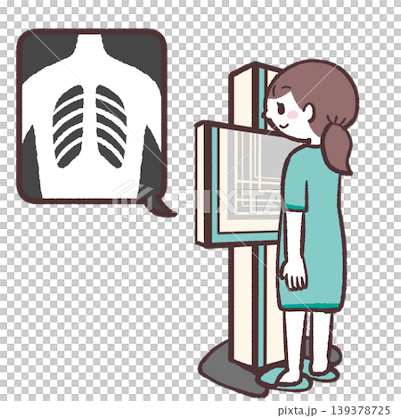 Illustration of a woman having an X-ray taken. Illustration of a woman having an X-ray taken. 139378725