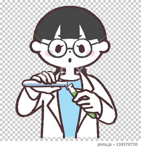 An illustration of a woman in a white coat transferring chemicals from a test tube. An illustration of a woman in a white coat transferring chemicals from a test tube. 139378730