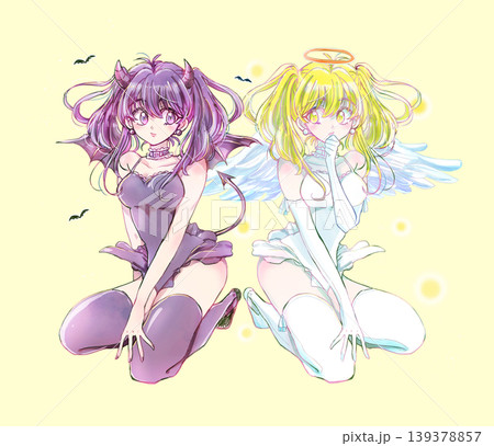 天使と悪魔風の女性2人 天使と悪魔風の女性2人 139378857