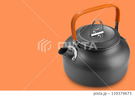 Vibrant orange and grey camping kettle design concept. 139379673