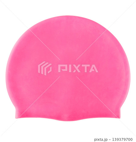 women's pink rubber swimming cap, on a white background women's pink rubber swimming cap, on a white background 139379700