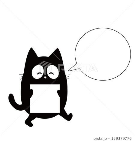 カードを持ってスキップする黒猫 文字入れ・ふきだし素材 カードを持ってスキップする黒猫 文字入れ・ふきだし素材 139379776