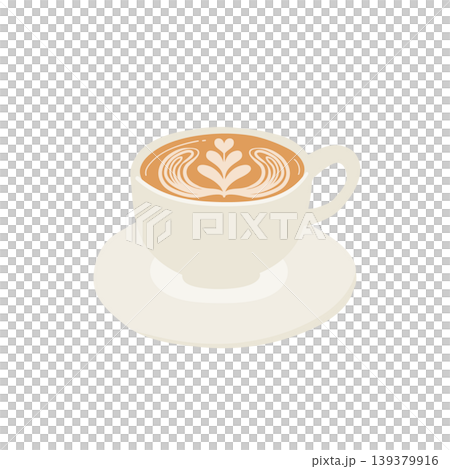 Flat illustration of a latte with latte art Flat illustration of a latte with latte art 139379916