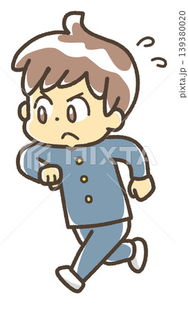 一生懸命走っている男の子のイラスト 学ラン 一生懸命走っている男の子のイラスト 学ラン 139380020