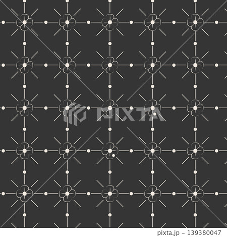 Elegant Dark Minimalist Floral Geometric Seamless Pattern with Starburst Lines and Flowers Elegant Dark Minimalist Floral Geometric Seamless Pattern with Starburst Lines and Flowers 139380047