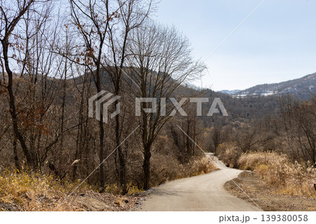 冬の久住高原の山道 冬の久住高原の山道 139380058