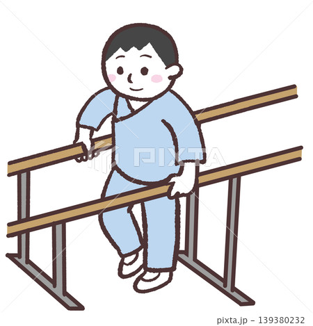 歩行訓練する男性のイラスト 歩行訓練する男性のイラスト 139380232