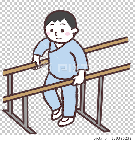 歩行訓練する男性のイラスト 歩行訓練する男性のイラスト 139380232