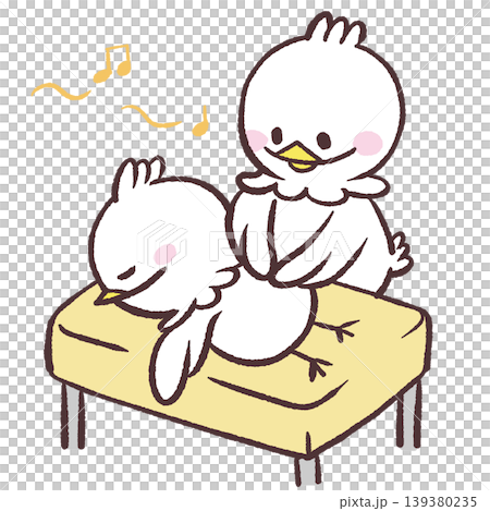 一隻白鳥正在接受美容護理的插圖。 139380235