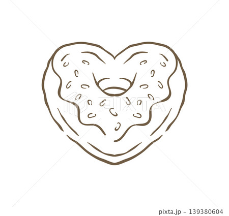 A Romantic Heart Shaped Donut With Glaze Hand Drawn Vector Graphic Illustration A Romantic Heart Shaped Donut With Glaze Hand Drawn Vector Graphic Illustration 139380604