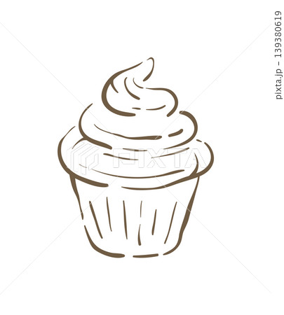A Festive Frosted Cupcake For A Celebration Hand Drawn Vector Dessert Illustration A Festive Frosted Cupcake For A Celebration Hand Drawn Vector Dessert Illustration 139380619