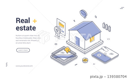 Real Estate Property And Mortgage Investment Isometric Banner Vector Illustration 139380704