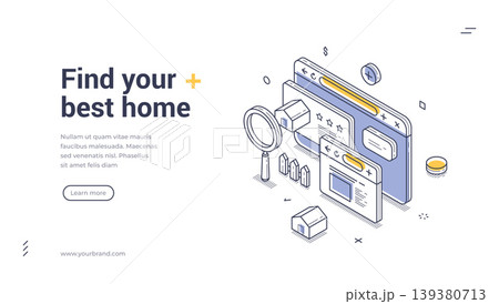 Find Your Best Home With Online Search Isometric Banner Vector Illustration Find Your Best Home With Online Search Isometric Banner Vector Illustration 139380713