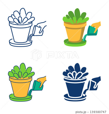 Plant bottom watering icon set Plant bottom watering icon set 139380747