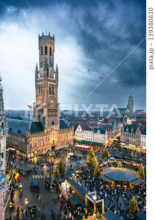 Christmas market decorated and illuminated in Bruges, Belgium. Christmas market decorated and illuminated in Bruges, Belgium. 139380810
