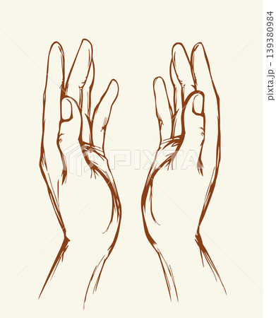 Asking hands. Vector drawing iconのイラスト素材 [139380984] - PIXTA