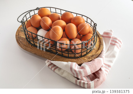 Sustainable Farm Eggs in Home Kitchen Sustainable Farm Eggs in Home Kitchen 139381375