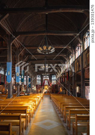 Interior of Sainte-Catherine Church in Honfleur, Normandy Interior of Sainte-Catherine Church in Honfleur, Normandy 139381476