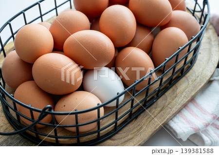Healthy Organic Eggs in White Kitchen Interior Healthy Organic Eggs in White Kitchen Interior 139381588