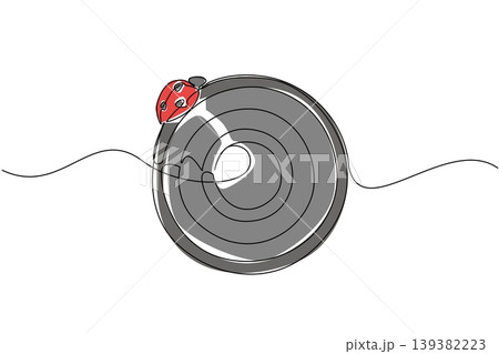 Lovely one line drawing of a tiny ladybug resting on a large camera lens. This cute animal concept is an excellent choice for Nature Photography Day posters and kids storybook covers. Lovely one line drawing of a tiny ladybug resting on a large camera lens. This cute animal concept is an excellent choice for Nature Photography Day posters and kids storybook covers. 139382223