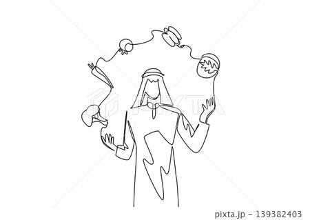 One line drawing of an Arab man juggling healthy organic vegetables. This lifestyle concept is ideal for World Juggling Day celebrations, Middle Eastern diet articles, health and wellness magazines. 139382403