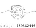 Continuous line drawing of a little ladybug on a camera lens. This minimal animal concept is an absolutely fantastic option for Nature Photography Day flyers and children biology books. 139382446