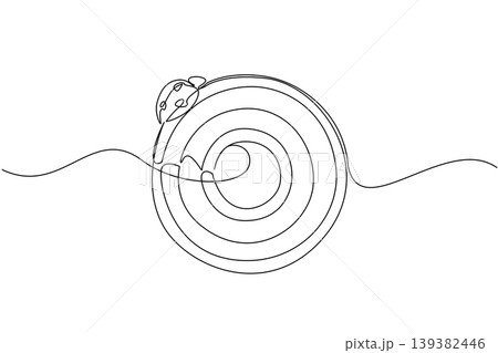 Continuous line drawing of a little ladybug on a camera lens. This minimal animal concept is an absolutely fantastic option for Nature Photography Day flyers and children biology books. Continuous line drawing of a little ladybug on a camera lens. This minimal animal concept is an absolutely fantastic option for Nature Photography Day flyers and children biology books. 139382446