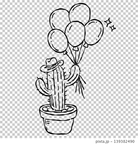 Western cactus holding balloons clipart cowboy birthday decoration rustic wild west plant party element country theme cute line art illustration Western cactus holding balloons clipart cowboy birthday decoration rustic wild west plant party element country theme cute line art illustration 139382490