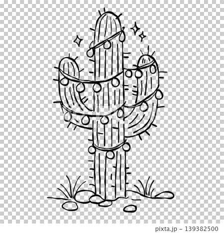 Desert Cactus String Lights Clipart Western Boho Cactus Illustration Cute Southwestern Decor Design 139382500