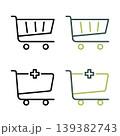 Shopping cart and add to cart outline vector icon set with editable stroke 139382743