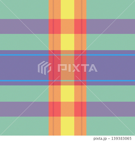 Row tartan plaid fabric, mid texture vector background. Production textile check seamless pattern in cyan and red colors. Row tartan plaid fabric, mid texture vector background. Production textile check seamless pattern in cyan and red colors. 139383065