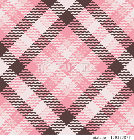 Charming plaid pattern in pink hues, conveying warmth and comfort. Ideal for textile design, backgrounds, and creative projects needing a cozy, classic touch. 139383077