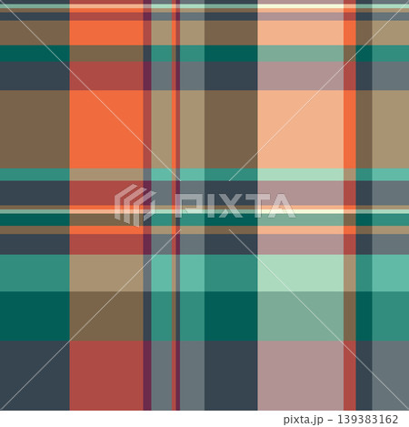 Patterned tartan check pattern, mix fabric texture background. Sketching textile seamless plaid vector in orange and pastel colors. Patterned tartan check pattern, mix fabric texture background. Sketching textile seamless plaid vector in orange and pastel colors. 139383162