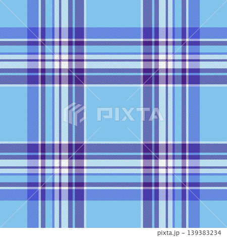 Kingdom tartan textile check, decorative seamless background vector. Summertime fabric texture pattern plaid in cyan and violet colors. 139383234