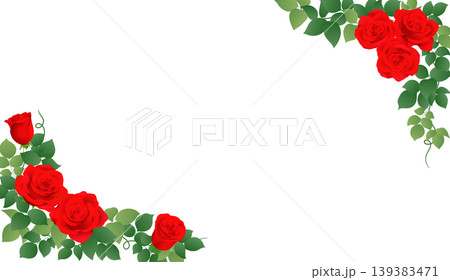 赤いバラの花のフレームイラスト 139383471